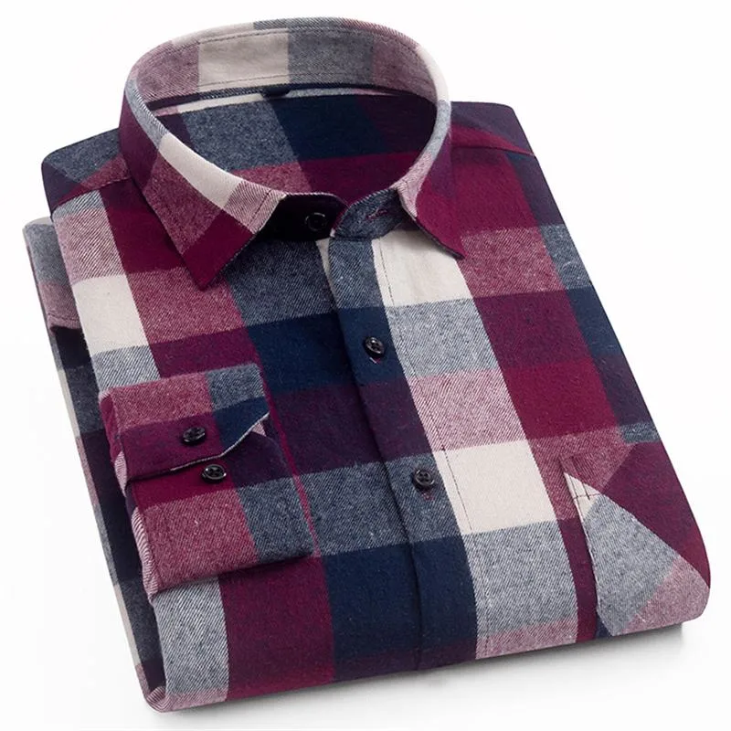 Shirt Factory Custom 100% Cotton Long Sleeve Wholesale Plaid Flannel Shirt Men