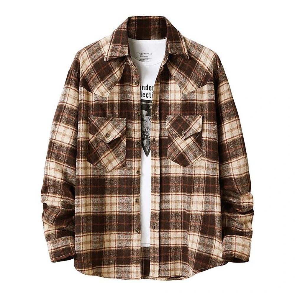 Unisex Cotton Flannel Shirts for Fall Custom Plaid Long Sleeves