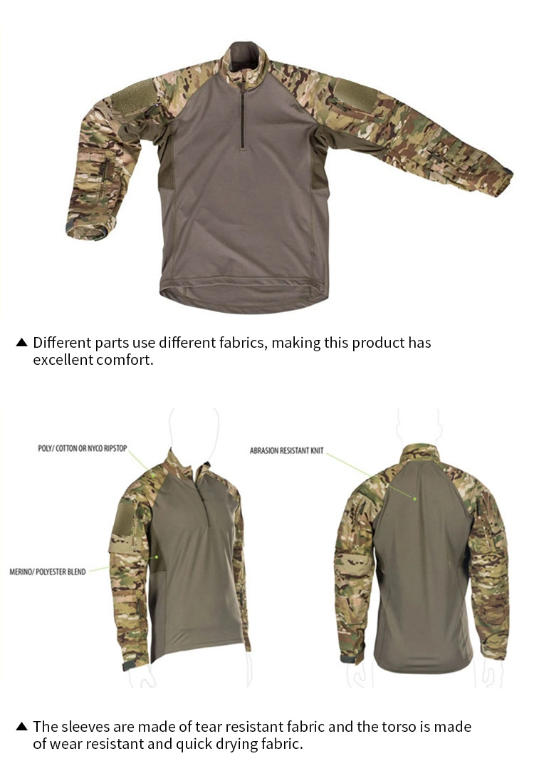 Sabado Outdoor Men Breathable Customized Camouflage Tactical Uniform Hunting Wear Clothing Long-Sleeved Tactico Shirt