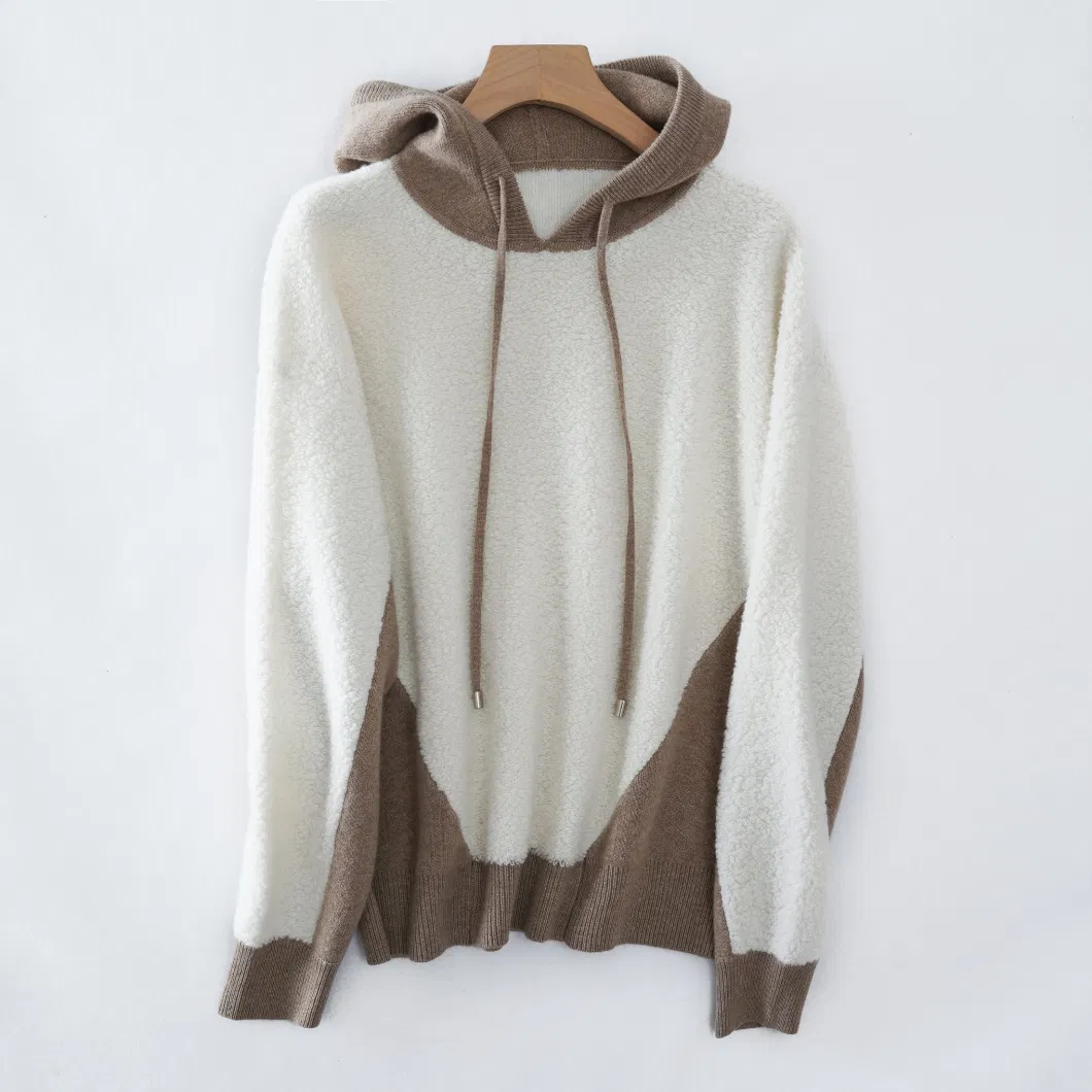 Women Fashion Autumn Winter Knitted Casual Hoodie Fleece Teddy Sweater Hoodie