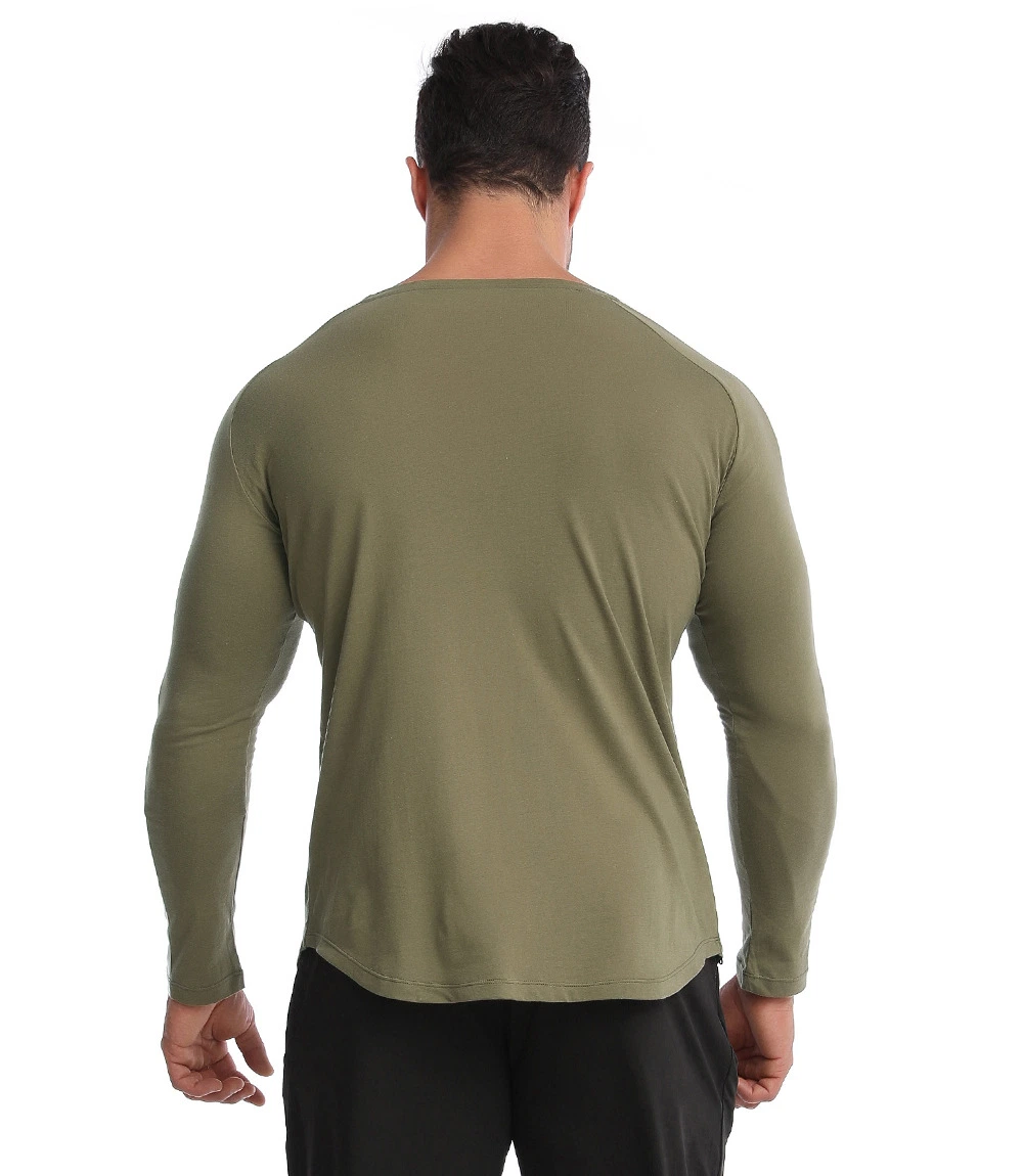 Quick Dry Running Shirt Men Black/White Round Neck Pullover Gym Sport T-Shirt Long Sleeve Compression Gym Fitness Tight Shirts with Curve Bottom