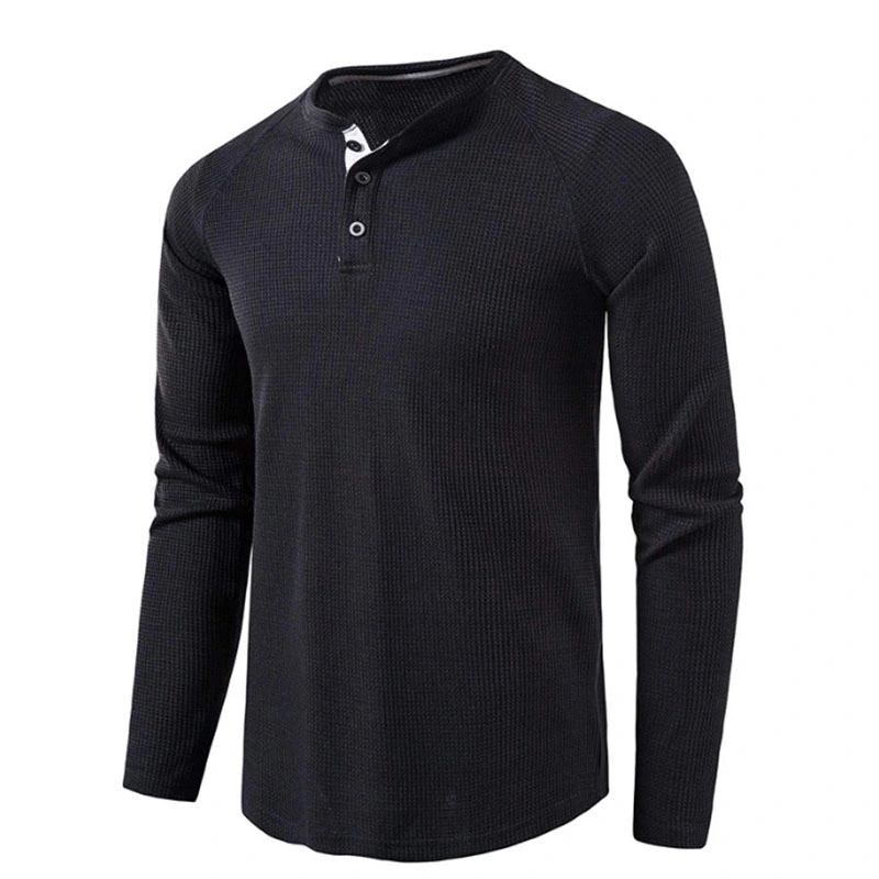 Custom Long Sleeve T Shirt Men&prime;s Henley T Shirts Wholesale