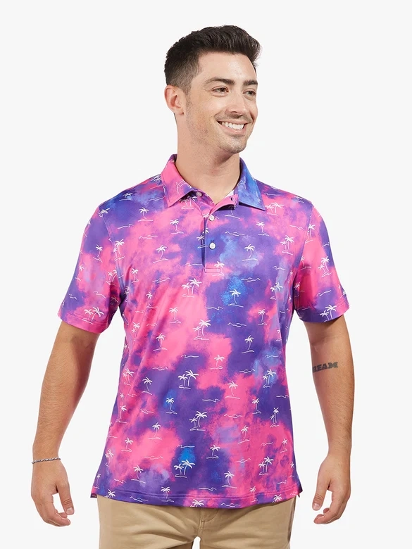 Custom Printing OEM Dye Sublimation Graphic Digital Printed Beach Hawaii Tee Tops Golf Top Polo Tee Shirts Printed Pattern Sports Wear T Shirt