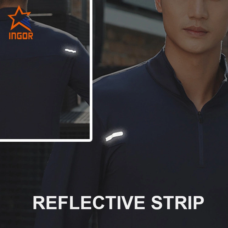 Ingor Sportswear Private Label Activewear Custom Gym Wear Men Quick Drying Men&prime;s Outdoor Sports Stand Collar Long Sleeved Fitness Clothing Polo Shirt