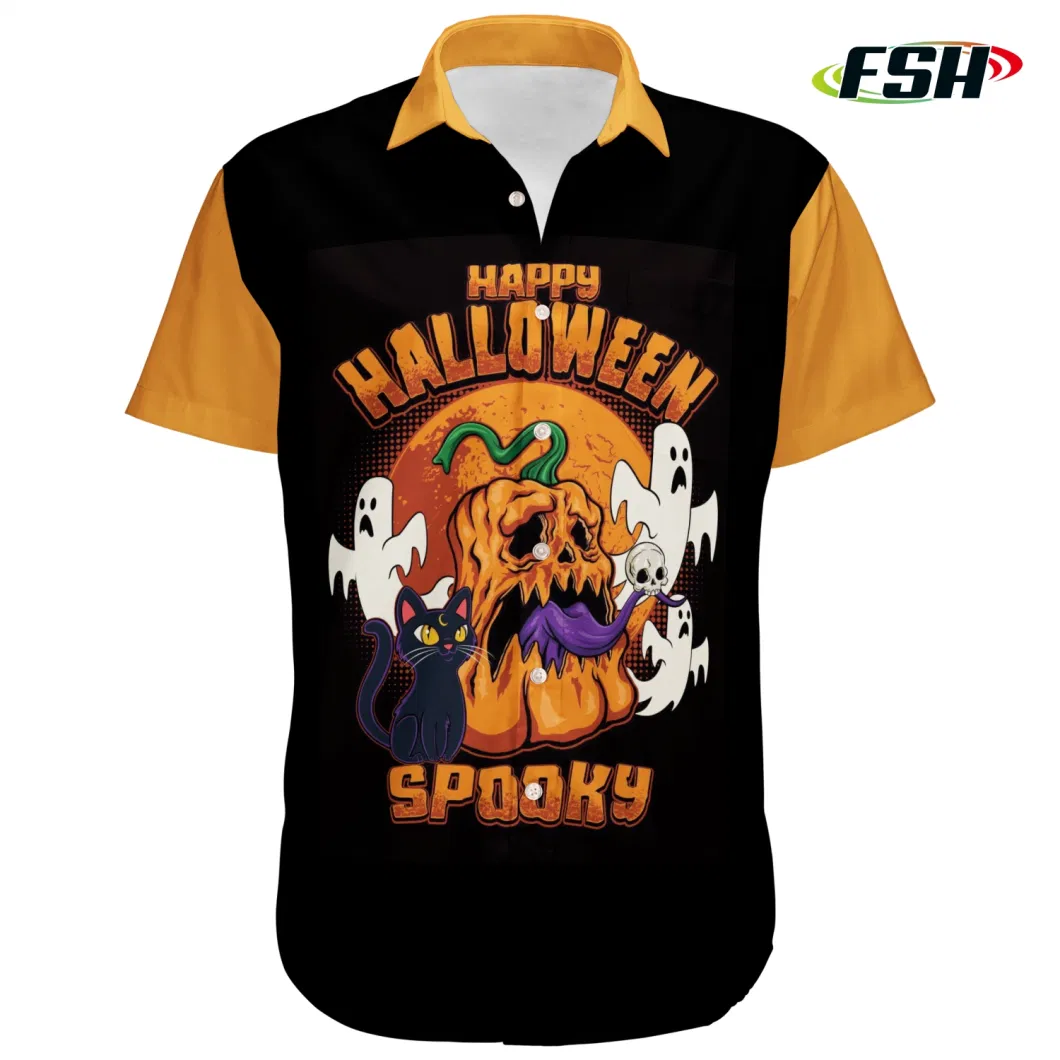 New Design Embroidered Print Halloween Breathable High Quality Short Sleeve Polo Shirt