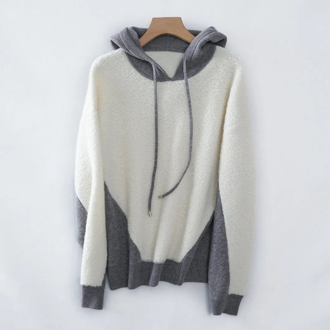 Women Fashion Autumn Winter Knitted Casual Hoodie Fleece Teddy Sweater Hoodie