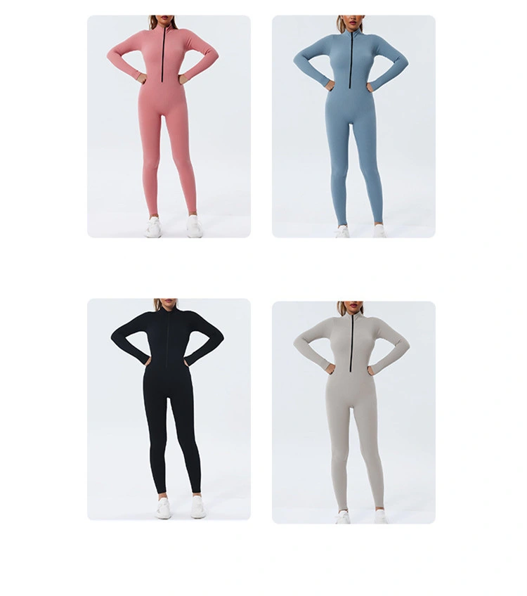 Autumn and Winter Women Quick-Drying Seamless Yoga Wear Long-Sleeved Sports Suit Dance Tight-Fitting Yoga Fitness Suit