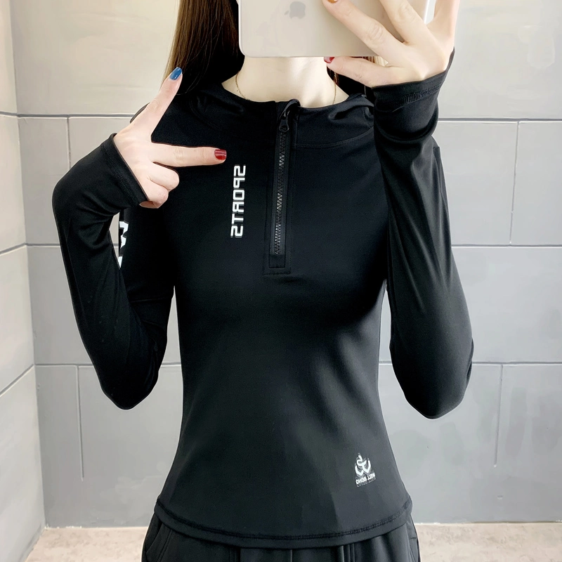 Women&prime;s Tight Yoga Hoodie Outdoor Running Long Sleeve