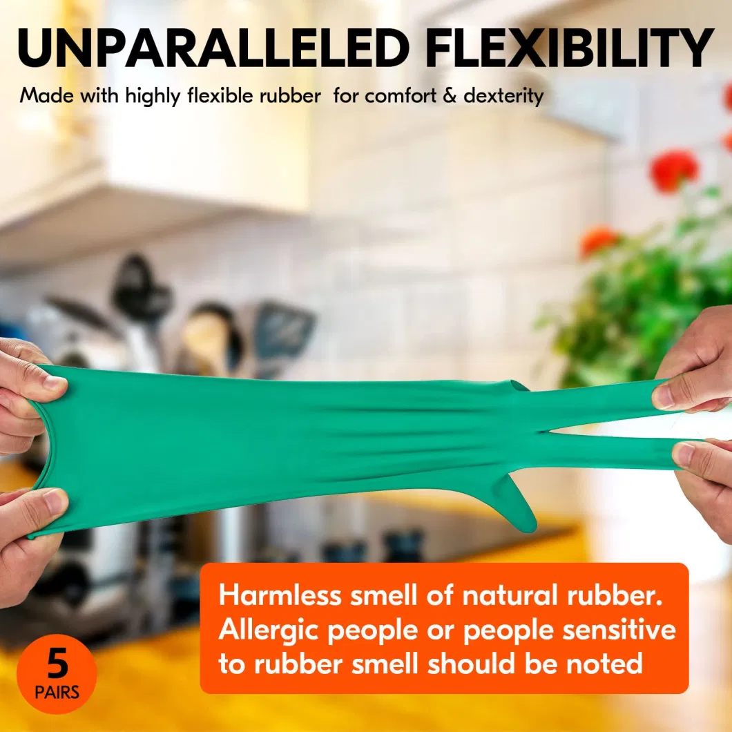 Reusable Household Gloves Rubber Dishwashing Gloves Extra Thickness Long Sleeves Kitchen Cleaning Working Painting Gardening