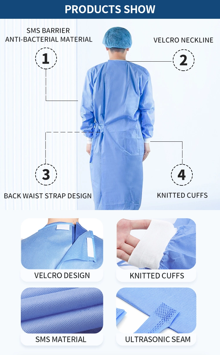 Isolation Gown PE Coated Long Sleeves with Cuff Isolation Gown