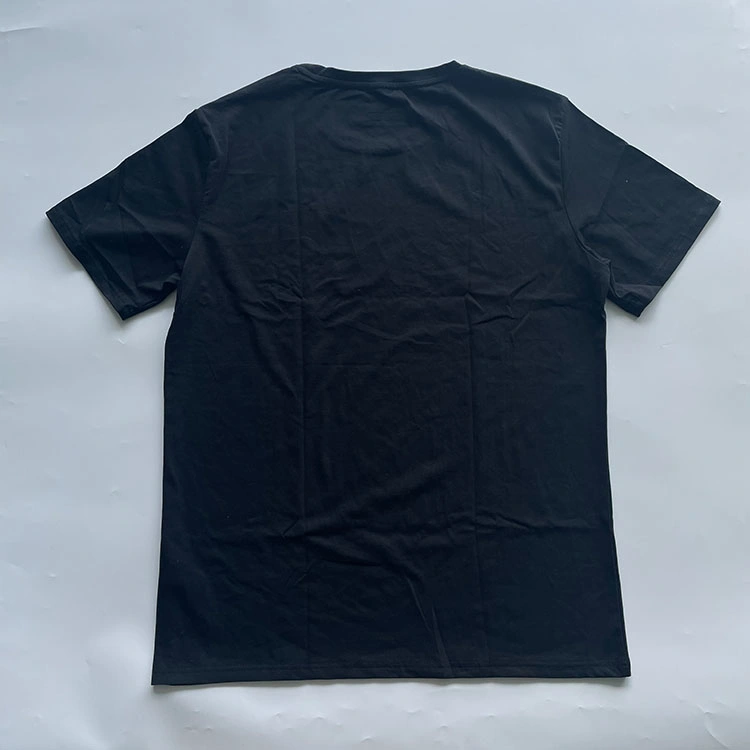 Tshirt 180g Combed Cotton Black Custom Logo Neck Tags Mix Size Tee Shirt for Men