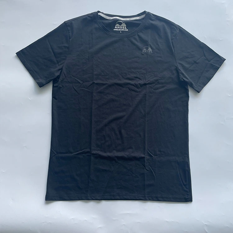 Tshirt 180g Combed Cotton Black Custom Logo Neck Tags Mix Size Tee Shirt for Men