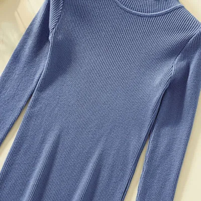 Autumn Winter Slim Black Pullover Sweater Female Tight Knit Sweater