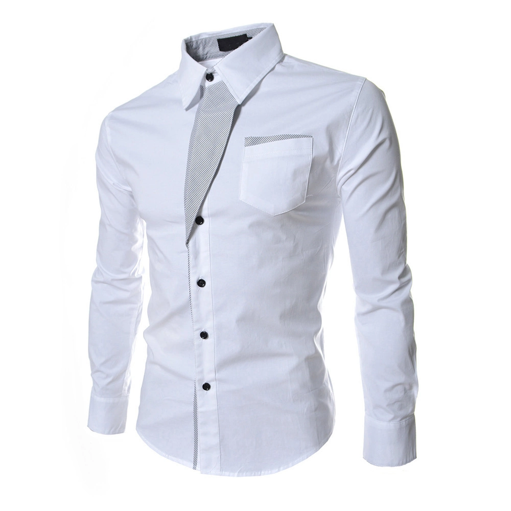 Men&prime;s Long-Sleeved Casual Shirt Lapel Collar Personality Fashionable Shirts for Male