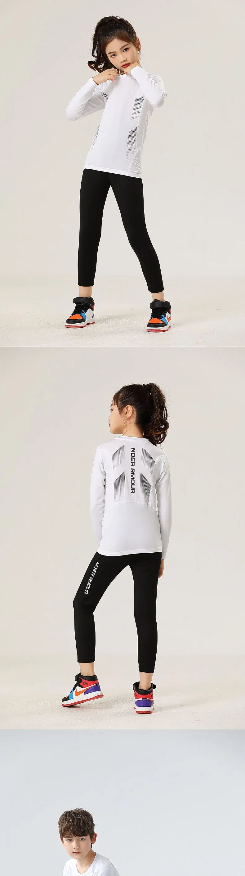 Children&prime;s Thin Style Sweatsuit Round Neck Tight Fitting Breathable Sportswear