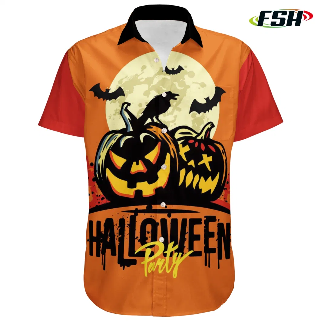 New Design Embroidered Print Halloween Breathable High Quality Short Sleeve Polo Shirt