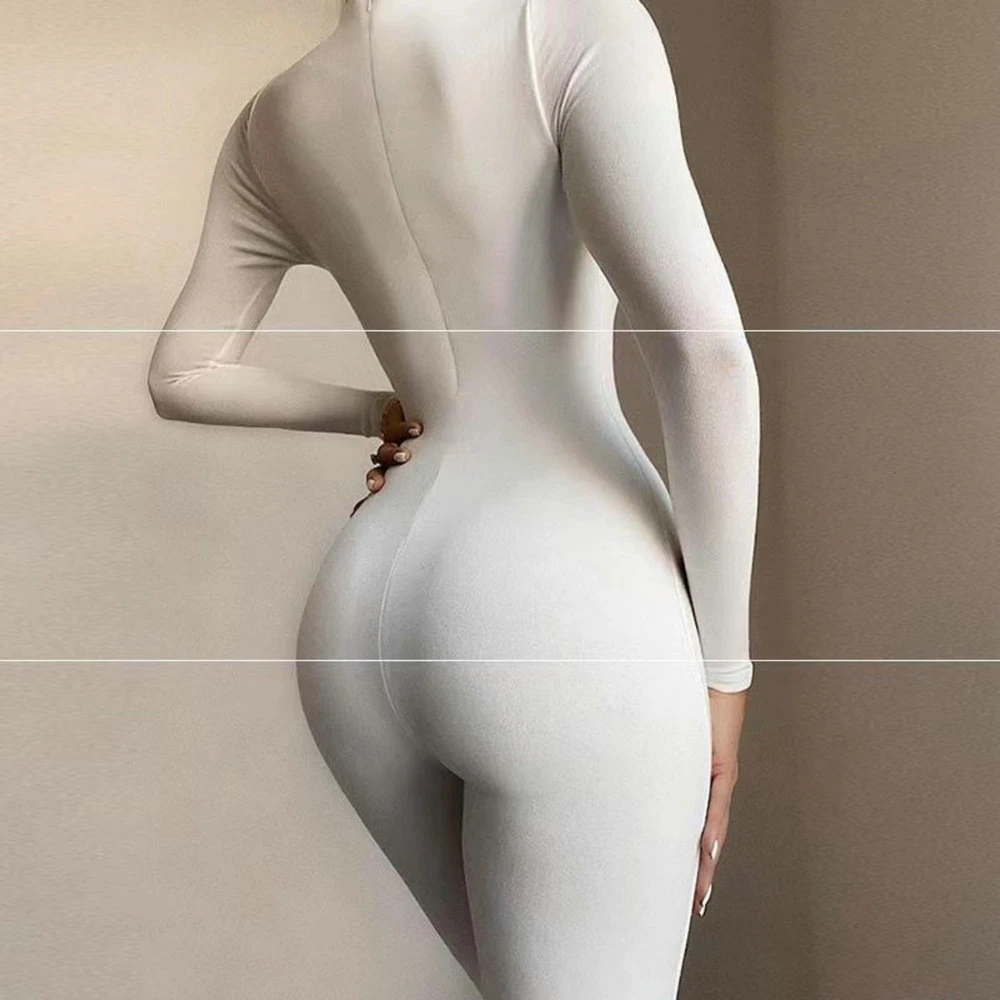 Women Long Sleeve Turtleneck Bodycon Bodysuit Jumpsuits One Piece Skiing Fitness Wyz18553