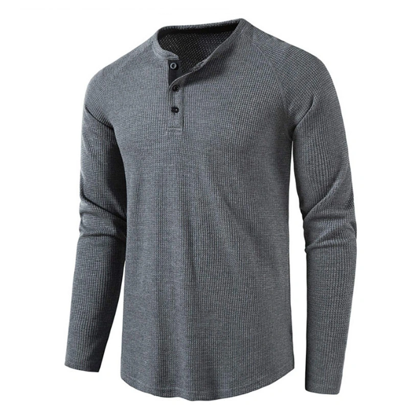 Custom Long Sleeve T Shirt Men&prime;s Henley T Shirts Wholesale