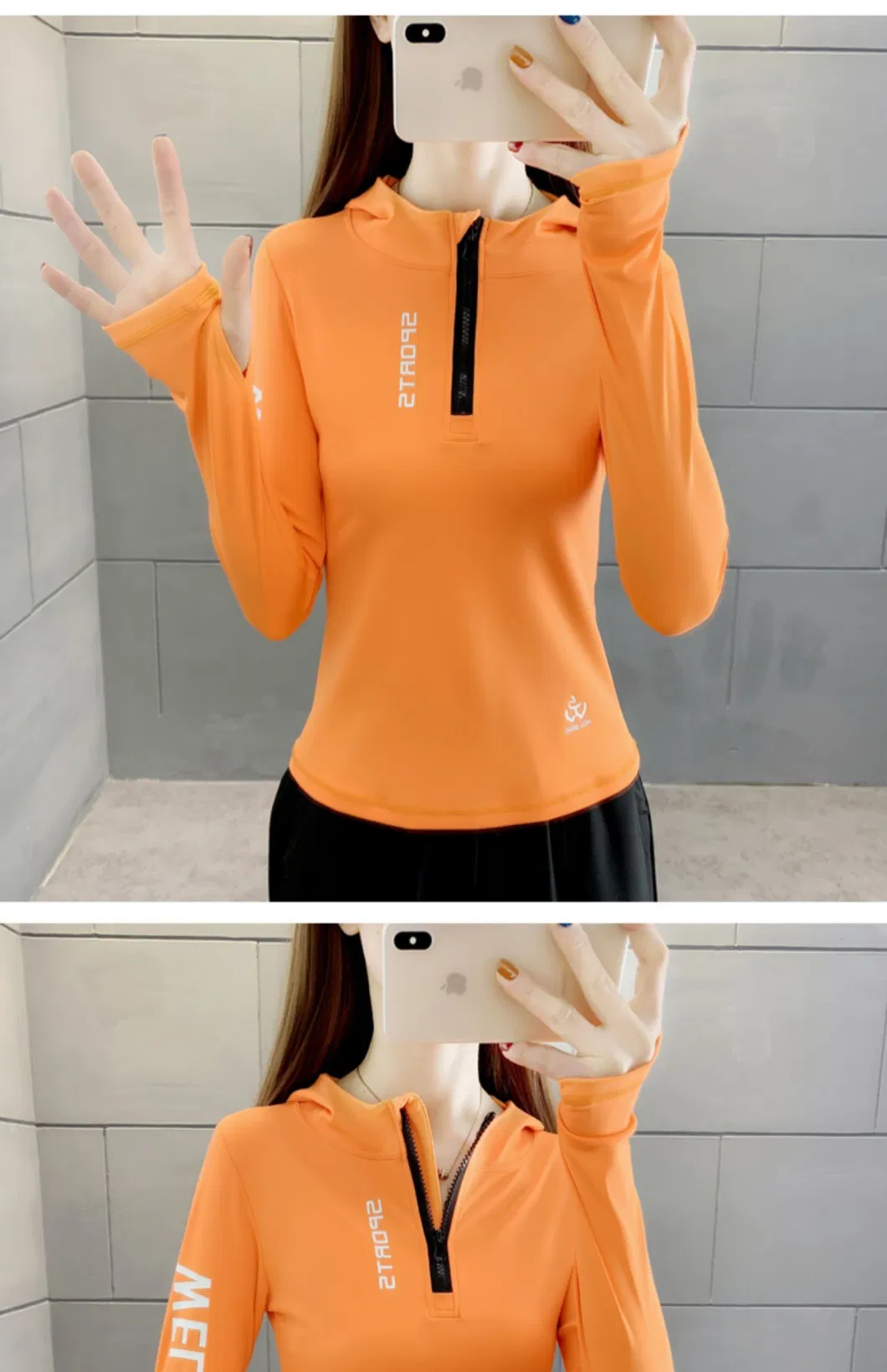 Women&prime;s Tight Yoga Hoodie Outdoor Running Long Sleeve