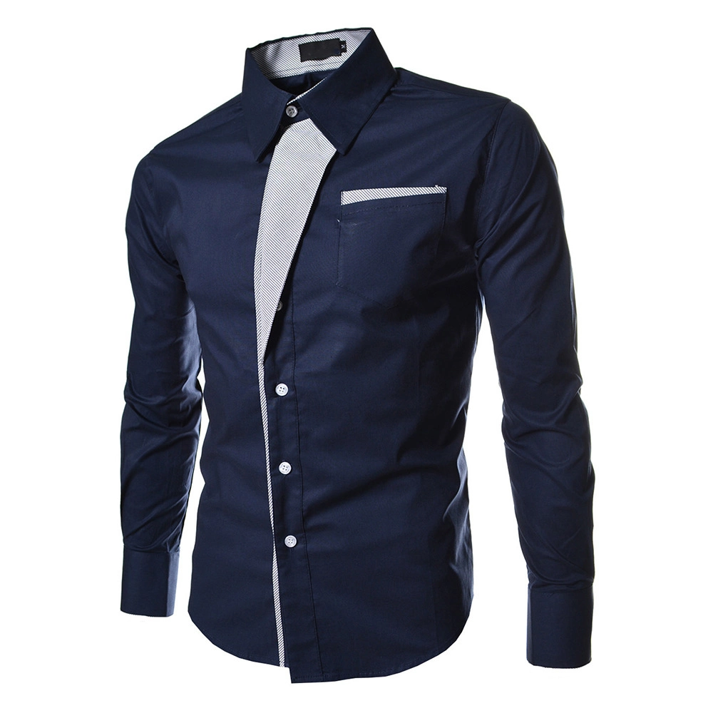 Men&prime;s Long-Sleeved Casual Shirt Lapel Collar Personality Fashionable Shirts for Male