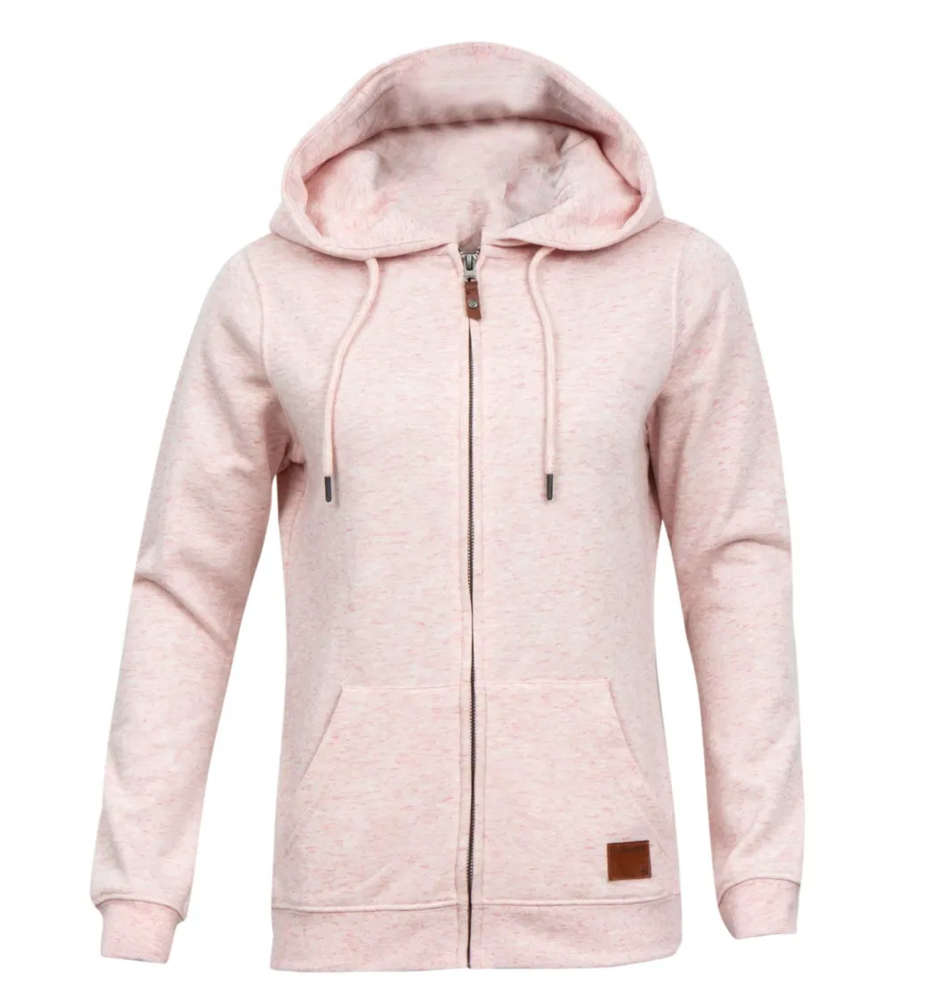 Breathable Sports Wear Attached Hood with Drawstring Women Hoodie Jacket