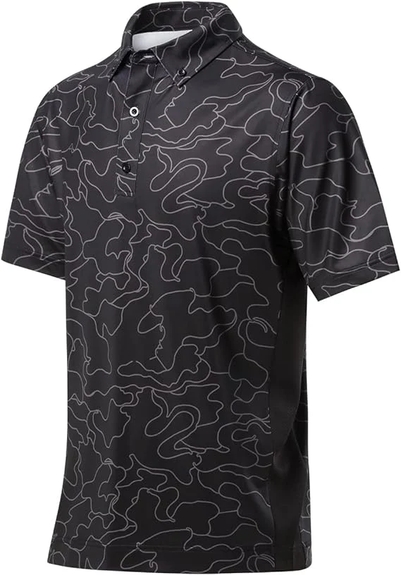 Sublimation Golf Polo T Shirt for Men Performance Print Quick Dry Moisture Wicking Short Sleeve Mens Golf Shirts