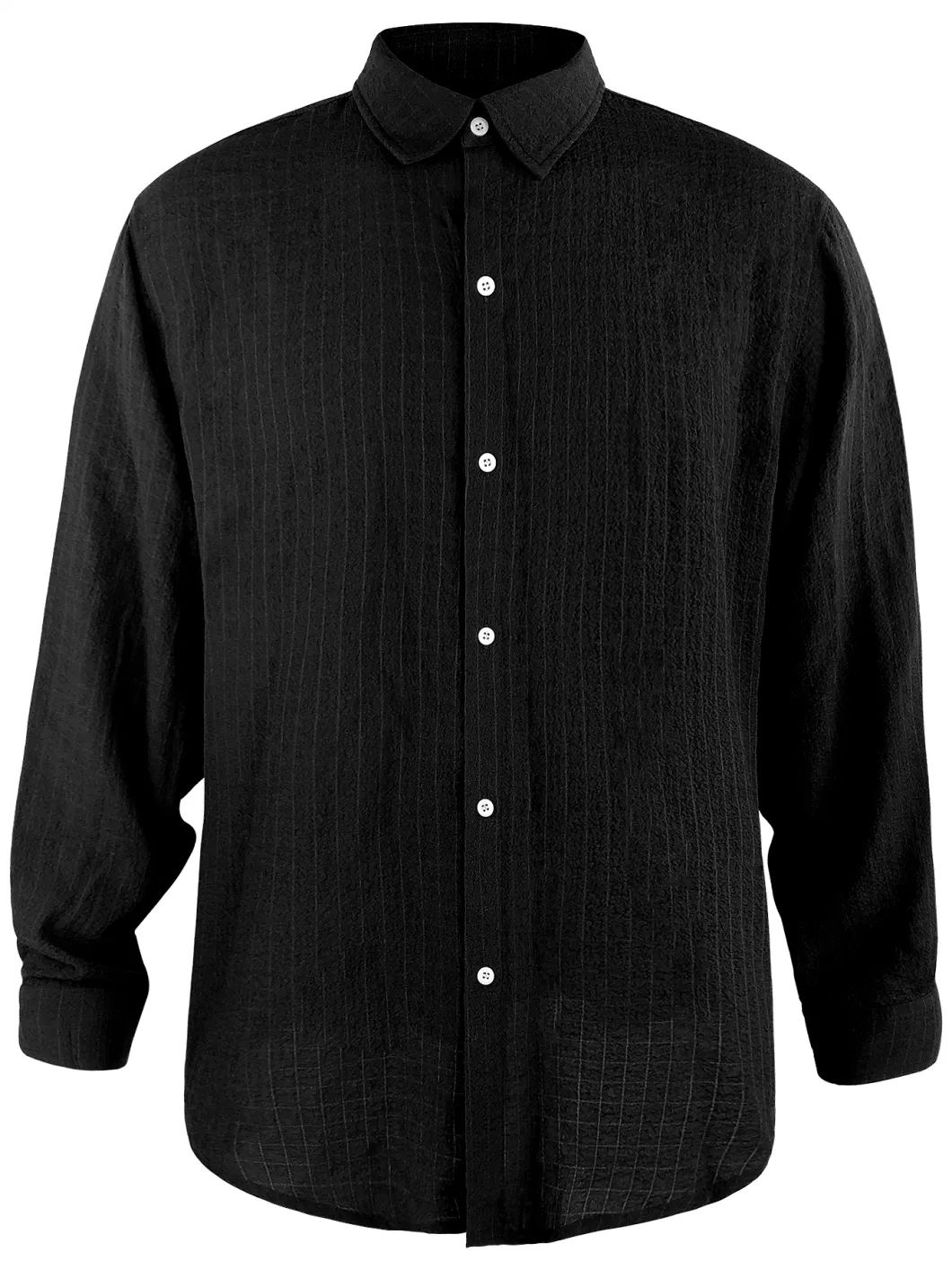 Crepe Seersucker Fabric Shirt Coat 2023 Fashion Loose Long-Sleeved Shirt for Men