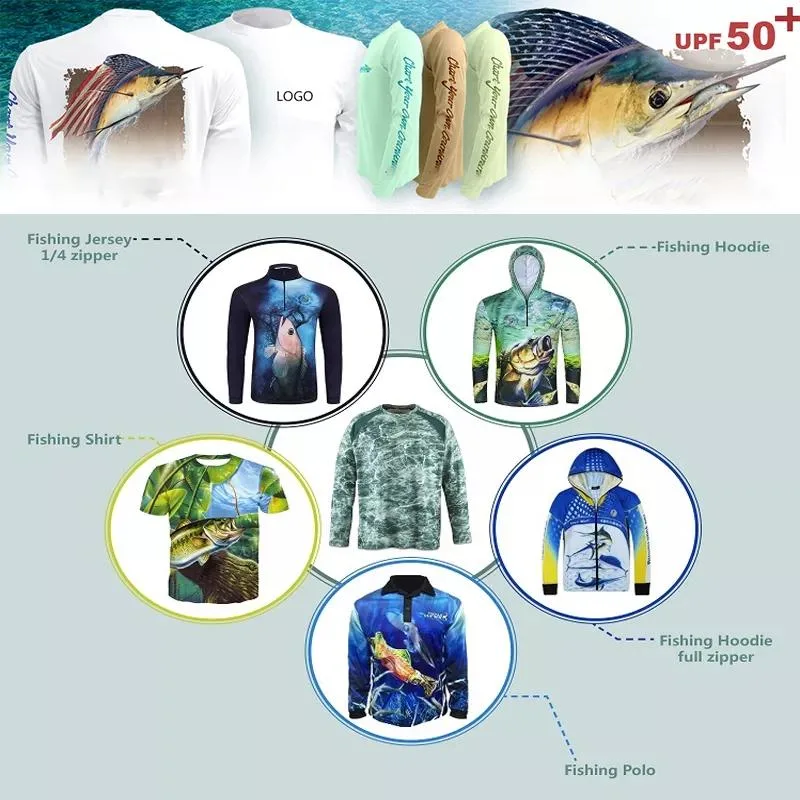 Upf 50 Quick Drying Breathable Fishing Shirts Long Sleeve Custom