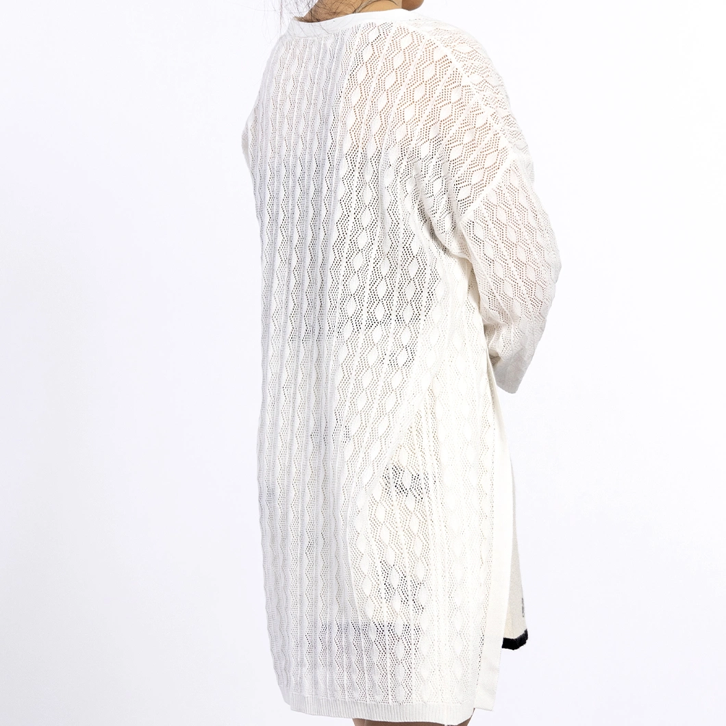 Custom White Gauze Overall Cloak Open Clothing Thin Knit Long Sleeve Women Shirts