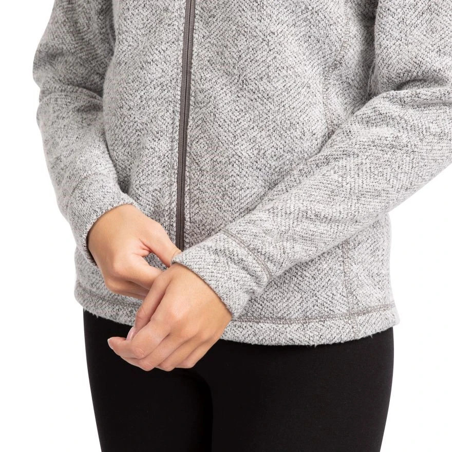 Polyester Grey Women&prime;s Knitted Fleece Hoodie