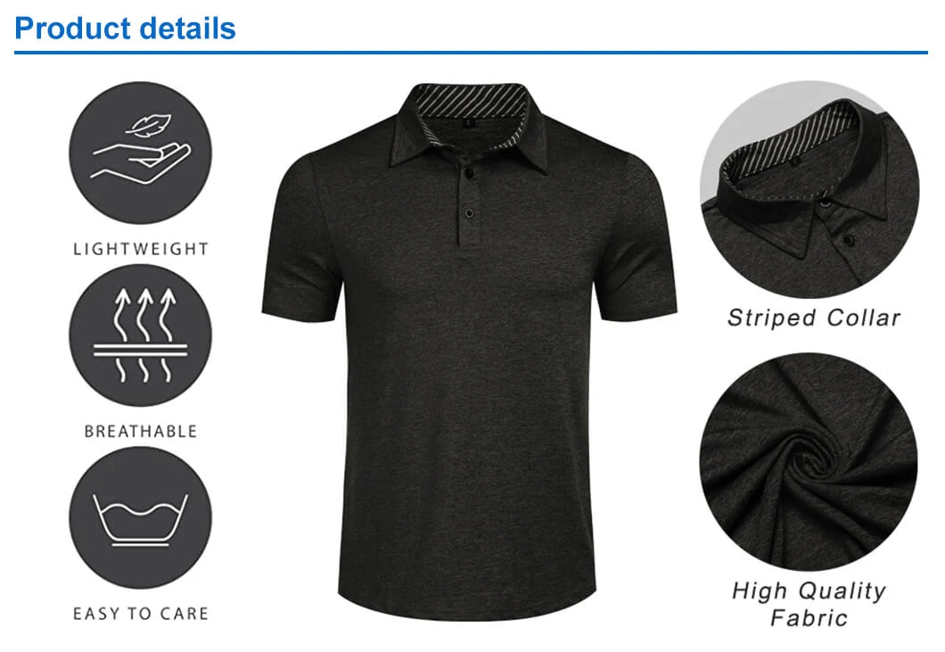 200g High Quality Custom Printed Embroidered Grey Business Clothing Workwear Golf Uniform Polo Shirt