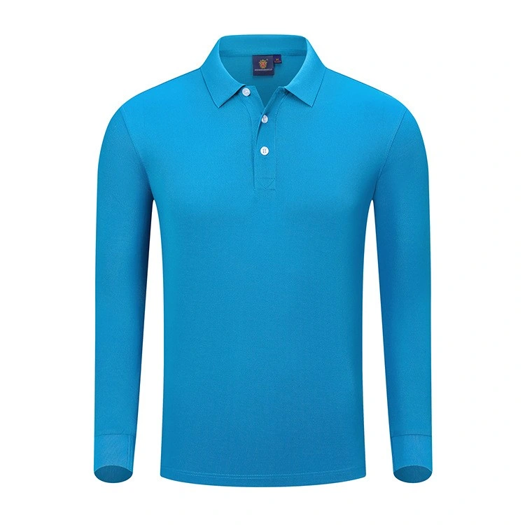 Custom Wholesale Solid Color Cotton Long -Sleeved Shirt Casual Men&prime;s Polo Shirt High -Quality Loose Work Polo Shirt