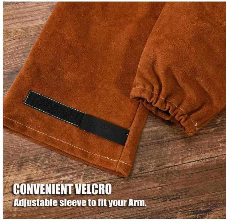 Factory Supply Leather Welding Sleeves Heat Flame Resistant Arm Protection for Welder 16.5&quot; Long