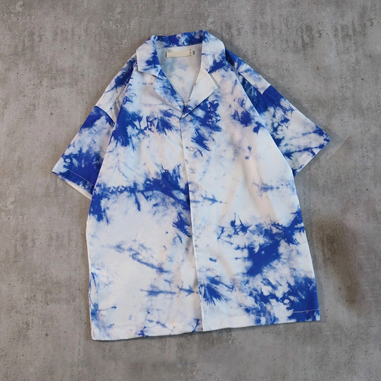 Wholesale Custom Embroidery Printing Beach Mens Tie Dye Casual Shirts