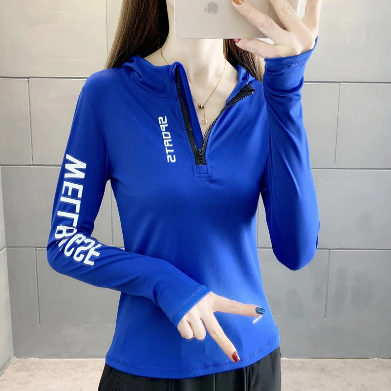 Women&prime;s Tight Yoga Hoodie Outdoor Running Long Sleeve