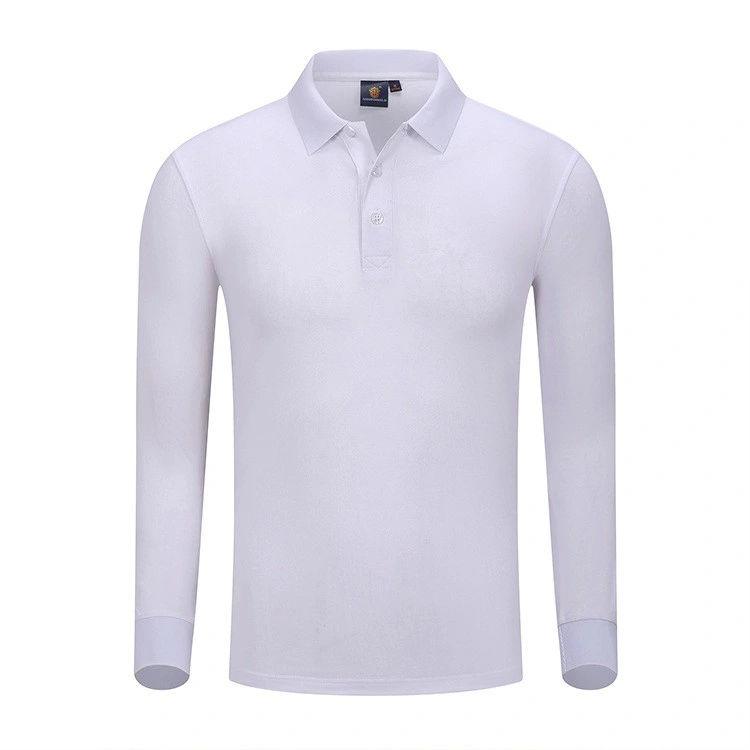 Custom Wholesale Solid Color Cotton Long -Sleeved Shirt Casual Men&prime;s Polo Shirt High -Quality Loose Work Polo Shirt