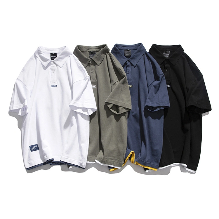 Embroidered Fake Two Loose Fashion Polo Shirts for Man