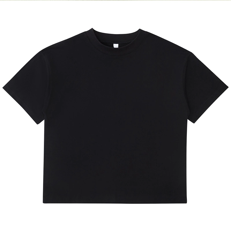 245GSM 100 Cotton Wide Neck Classic Black Plain White Oversized Band Tee Shirt Men