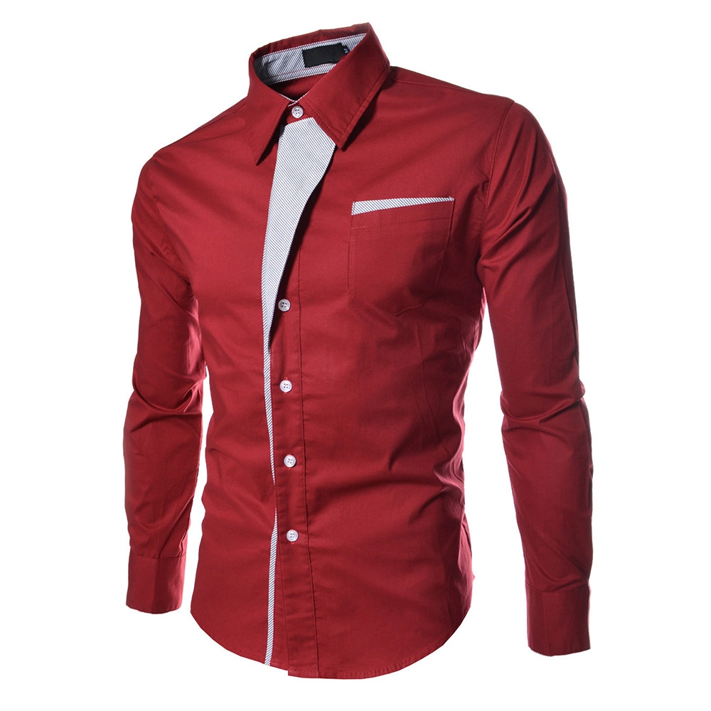 Men&prime;s Long-Sleeved Casual Shirt Lapel Collar Personality Fashionable Shirts for Male