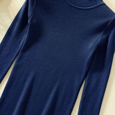 Autumn Winter Slim Black Pullover Sweater Female Tight Knit Sweater