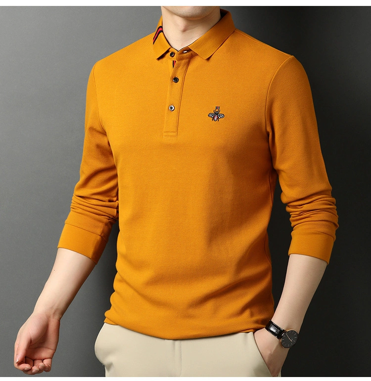 Spring and Autumn Long Sleeved Men&prime;s Polo Shirt Cotton Casual Men&prime;s T-Shirt Embroidered Loose Men&prime;s Polo Shirt