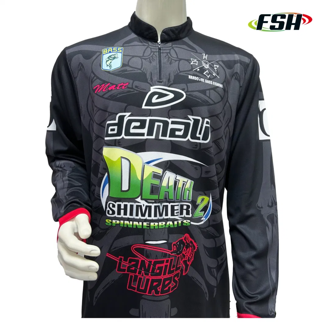 Custom Wholesale Short Sleeve Round Polo Neck Sublimated Printed UV Protection Quick Dry Performance Fishing Shirt