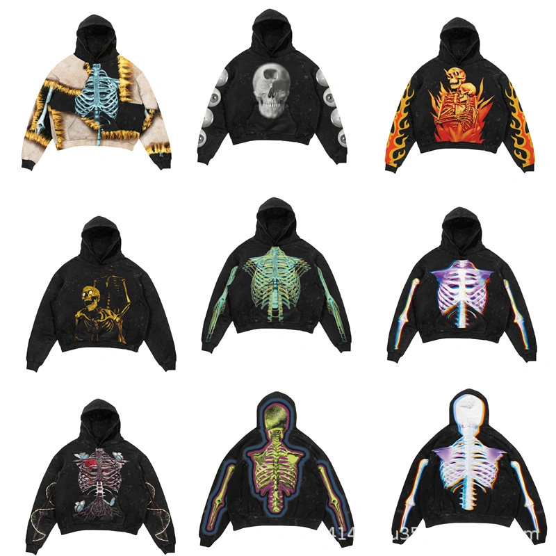 Y2K Autumn Plus Size Tight Hoody Tracksuit Men Full Zip Drawstring Crucifix Rhinestone Hoodie Set Custom Rhinestone Hoodie