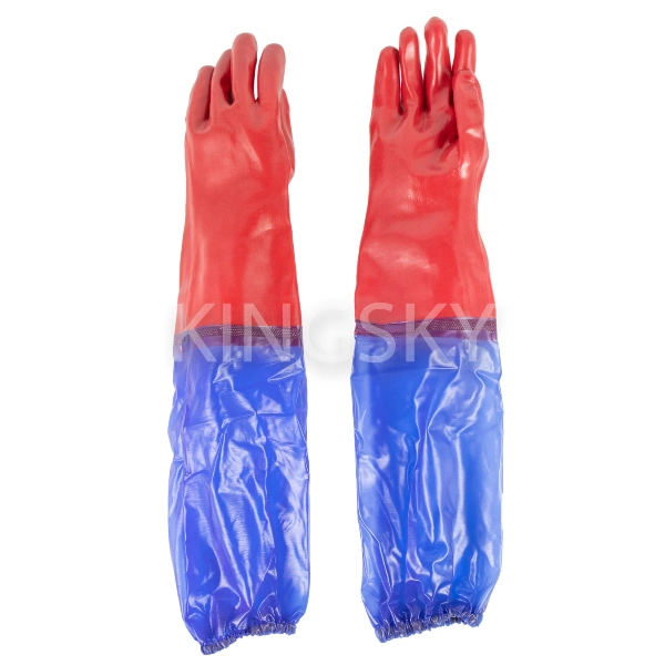 Water Proof PVC Dipped Interlock Liner Work Glove Elbow Length Long Sleeve