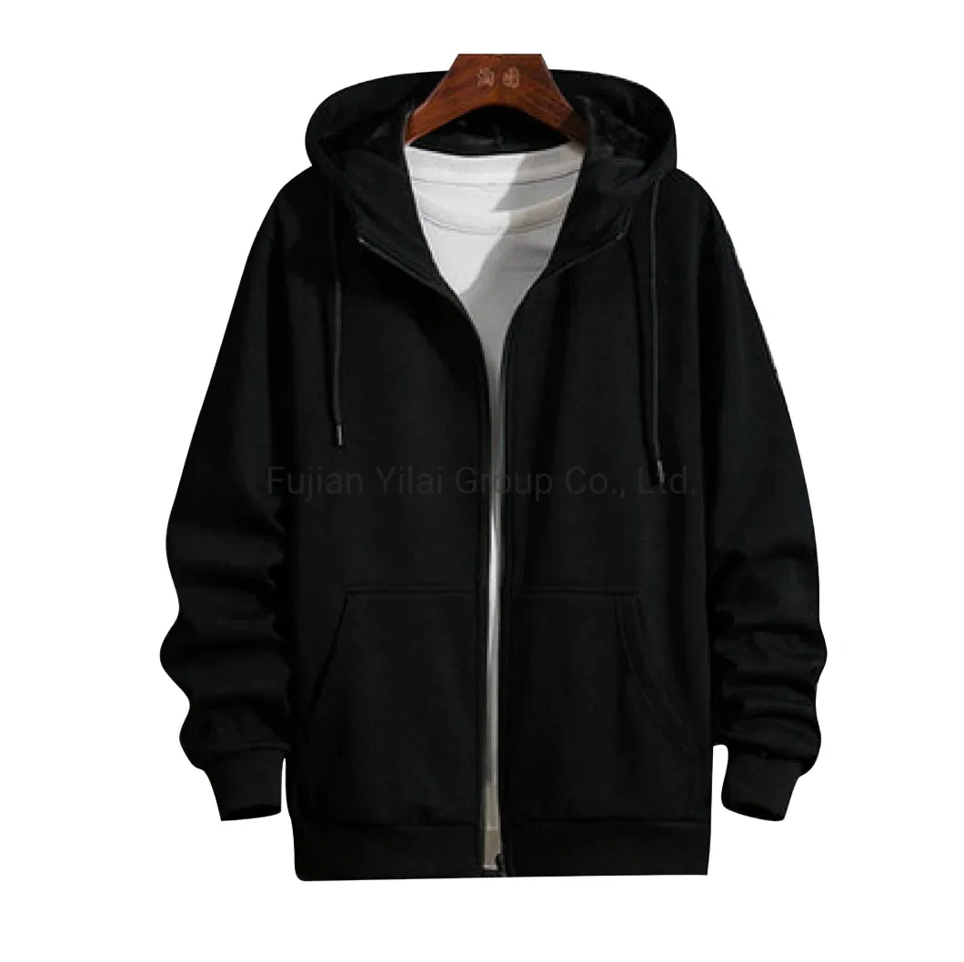 Hoodie Cardigan Winter Solid Color Coat Fleece Fashion Casual Knitted Shirts Men Hoodies