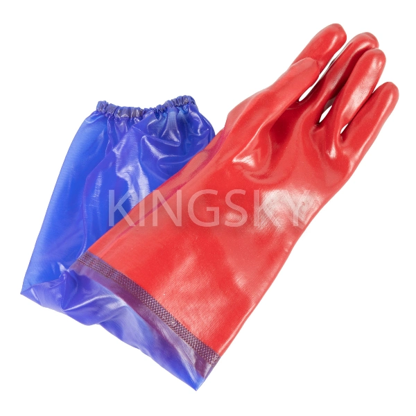 Water Proof PVC Dipped Interlock Liner Work Glove Elbow Length Long Sleeve