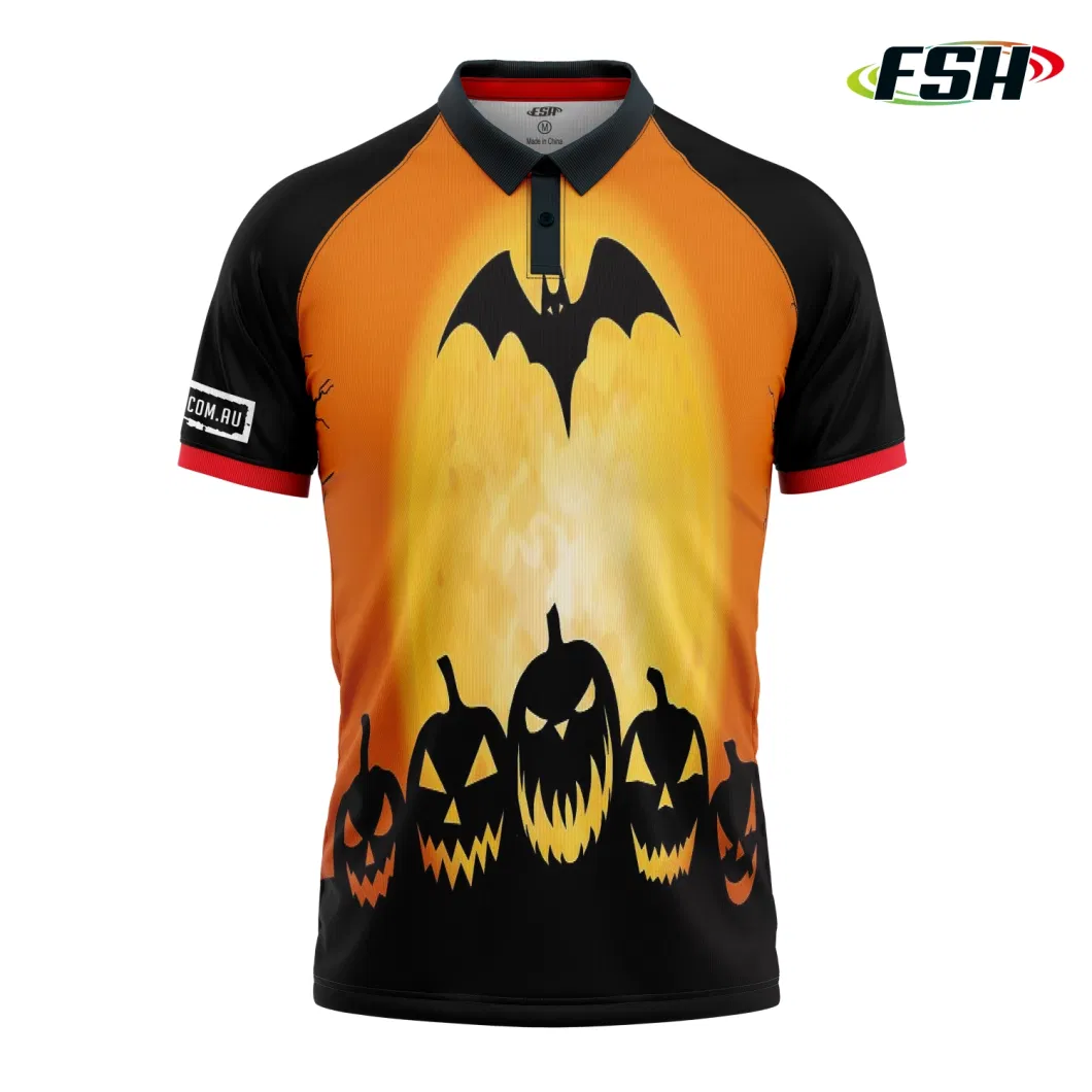 New Design Embroidered Print Halloween Breathable High Quality Short Sleeve Polo Shirt