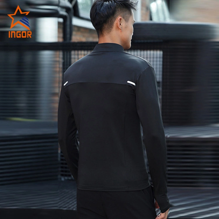 Ingor Sportswear Private Label Activewear Custom Gym Wear Men Quick Drying Men&prime;s Outdoor Sports Stand Collar Long Sleeved Fitness Clothing Polo Shirt