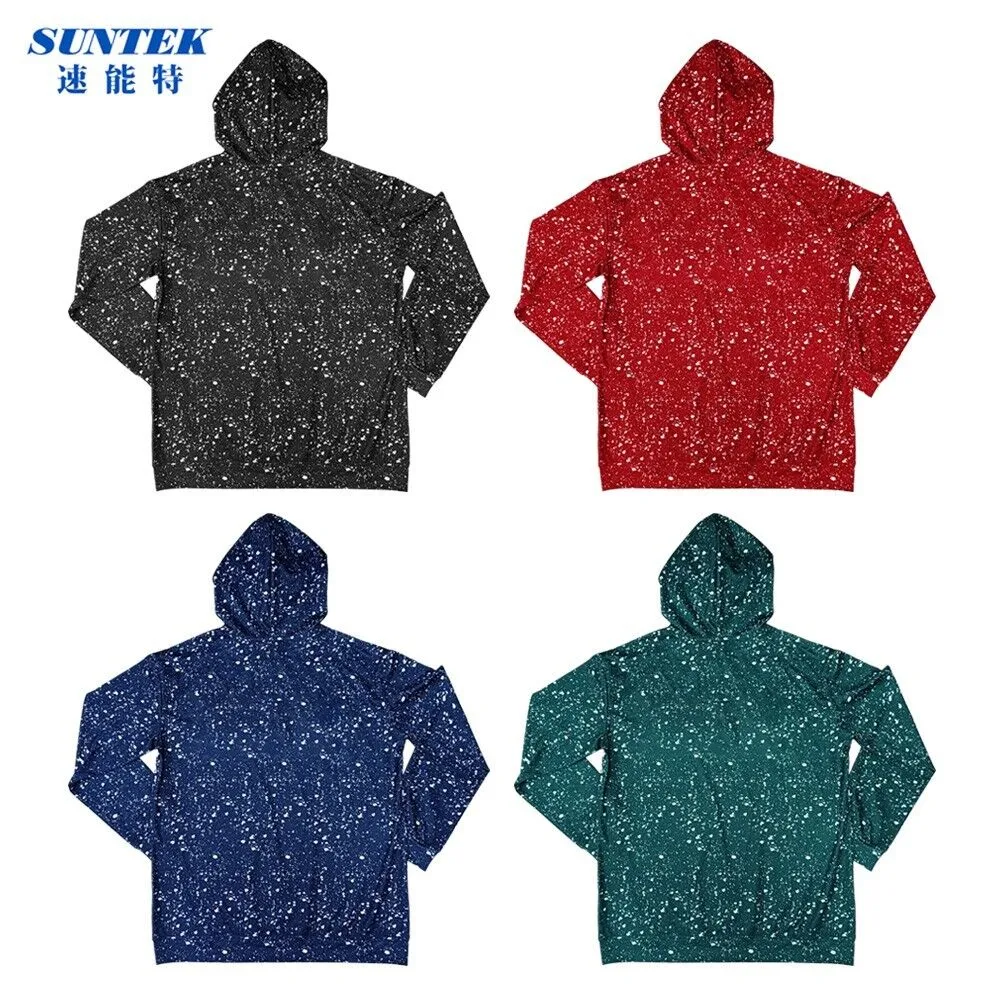 Short Sleeve Faux Bleached Shirt Polyester Fleece Blank Hoodies for Sublimation