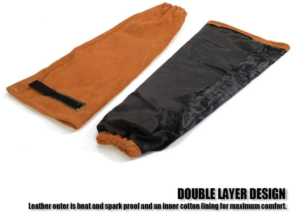 Factory Supply Leather Welding Sleeves Heat Flame Resistant Arm Protection for Welder 16.5&quot; Long